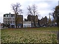 Shops and other buildings on The Pavement, by Clapham Common