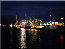 O1934 : South Quays Container Terminal (night view) by David Dixon