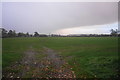 Rain shower over a field off Lawn Lane