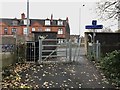 Newcastle-under-Lyme: footpath and cycle path emerge onto A34