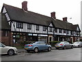 Black and white row of shops, Victoria Square, Droitwich