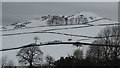 Snowy view towards Big Low from above Ginclough, Rainow