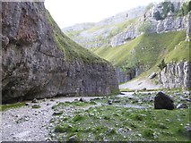SD9164 : Looking south along the stream at Gordale Scar by David Smith