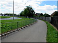 ST3487 : Pavement opposite an A48 roundabout near Alway, Newport by Jaggery