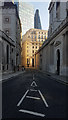 Sunlit building at the east end of Lothbury