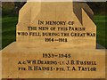 Inscription on Bromesberrow war memorial