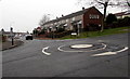 Mini-roundabout in the middle of crossroads, Trevethin