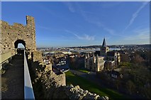 TQ7468 : Rochester Cathedral from Rochester Castle keep 3 by Michael Garlick