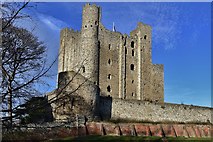 TQ7468 : Rochester Castle: The Keep and Drum Tower in front by Michael Garlick