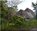 Partially hidden barn