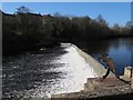 SE4048 : Wetherby weir, with "spawning salmon" sculpture by Stephen Craven