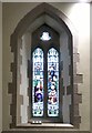 SJ9295 : Stained glass in Christ Church by Gerald England