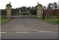 SS8579 : Grade II listed Georgian gate piers, Tythegston Court    by Jaggery