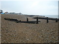 TQ6604 : Midday, New Year's Day 2017, view of broken groyne at Pevensey Bay by Adrian Diack
