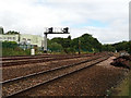 Signals at the north end of Totnes station