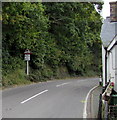 Warning sign - skid risk for 4 miles ahead on the A487 north of Machynlleth