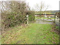 Footpath turns left at Morley Farm