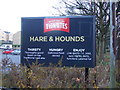 Sign for the Hare & Hounds public house, Todmorden