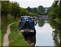 Narrowboats moored along the Grand Union Canal