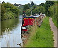 Narrowboats moored along the Grand Union Canal