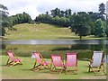 TQ1263 : Claremont - Deckchairs by the Lake by Colin Smith