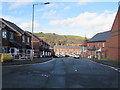 Ffordd Croesawdy descends towards New Road, Newtown