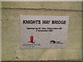 SE3033 : Plaque for Knights' Way Bridge, Leeds by Stephen Craven