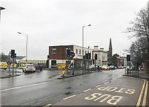 SJ8546 : Newcastle-under-Lyme: road junction on King Street (A53) by Jonathan Hutchins