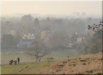 TQ1873 : View from the escarpment, Petersham Park - in polluted conditions by Stefan Czapski