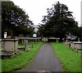 ST6895 : Churchyard path, Stone, Gloucestershire by Jaggery