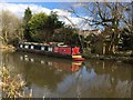 Moored narrowboat on the Macclesfield canal