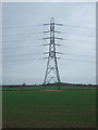SP4996 : Pylon in young crop field near Potters Marston by JThomas