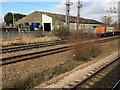 View from a Peterborough-London train - goods shed at Biggleswade