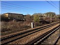 View from a Peterborough-London train - Industrial buildings, Stevenage