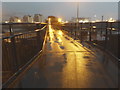 Footbridge over the river Tawe at dusk