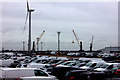 Sheerness Docks car storage and cranes