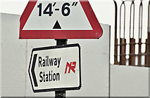 J3979 : "Railway station" sign, Holywood (March 2017) by Albert Bridge