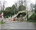 Closed crossing gates at Brundall railway station