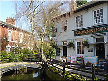 TQ3296 : The Crown & Horses and New River in Enfield by Marathon