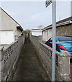 Public footpath between suburban walls, Porthcawl