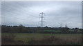 Power lines and farmland, Organ Hall Farm