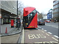 Bus stop and shelter on Maida Vale, London W9