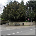 Bench and bin on a suburban corner of Frome