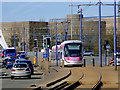 Midland Metro line approaching Wolverhampton Terminus