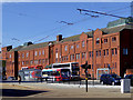 Buses by the police station in Wolverhampton