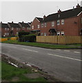 Wooden fence and brick houses, Maendy Way, Cwmbran