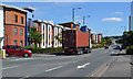 Container freight on the High Street, A452, Brownhills