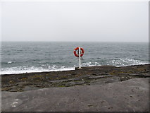 J5980 : Lifebuoy on the seaward side of the South Pier of Donaghadee Harbour by Eric Jones