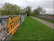 SK5701 : Graffiti on the Great Central Way viaduct by Mat Fascione