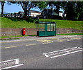 Bus shelter and pillarbox in Greenmeadow, Cwmbran